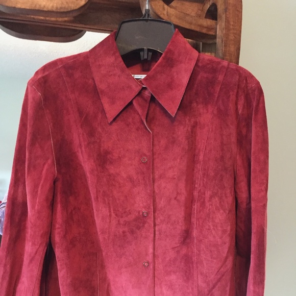Sandra Angelozzi red suede shirt jacket, EU 40/US 6-8, EUC, like new. - Picture 3 of 5